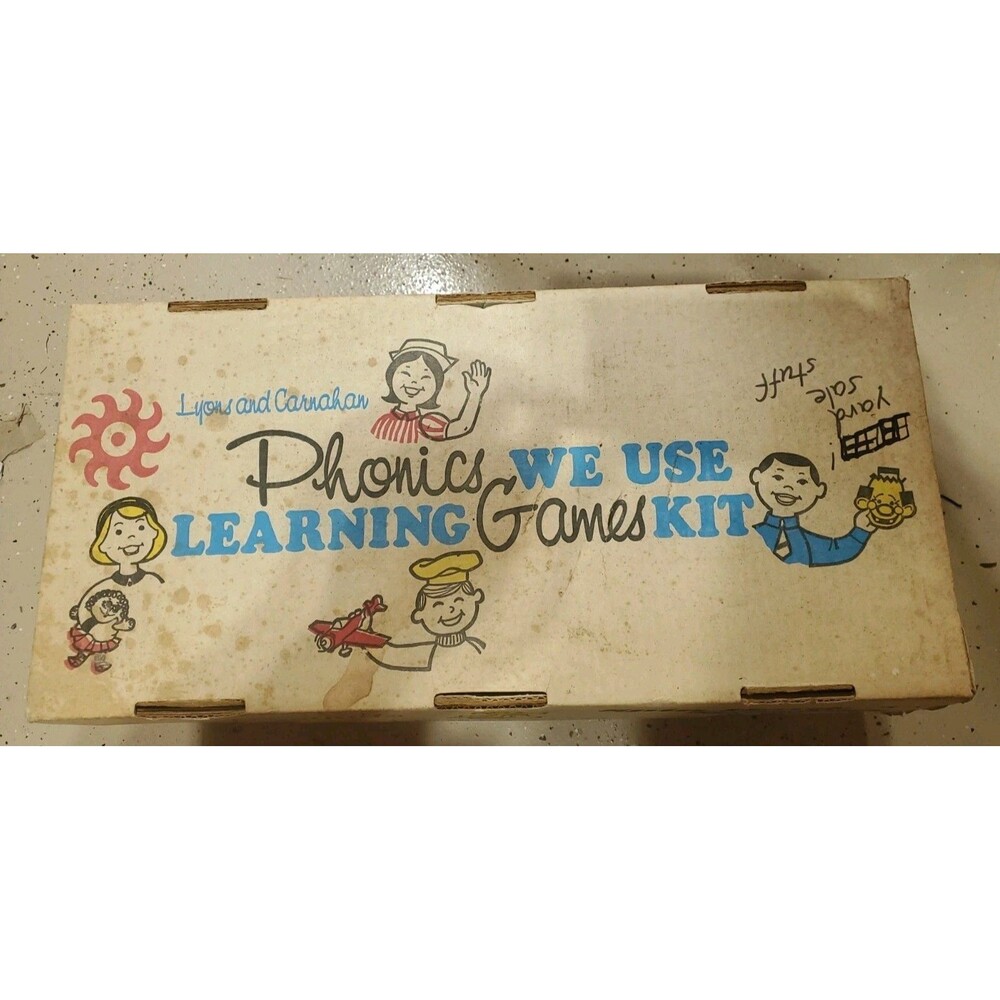 Vtg 1960s Phonics Learning Games Kit W/ Original Box Lyons & Carrahan